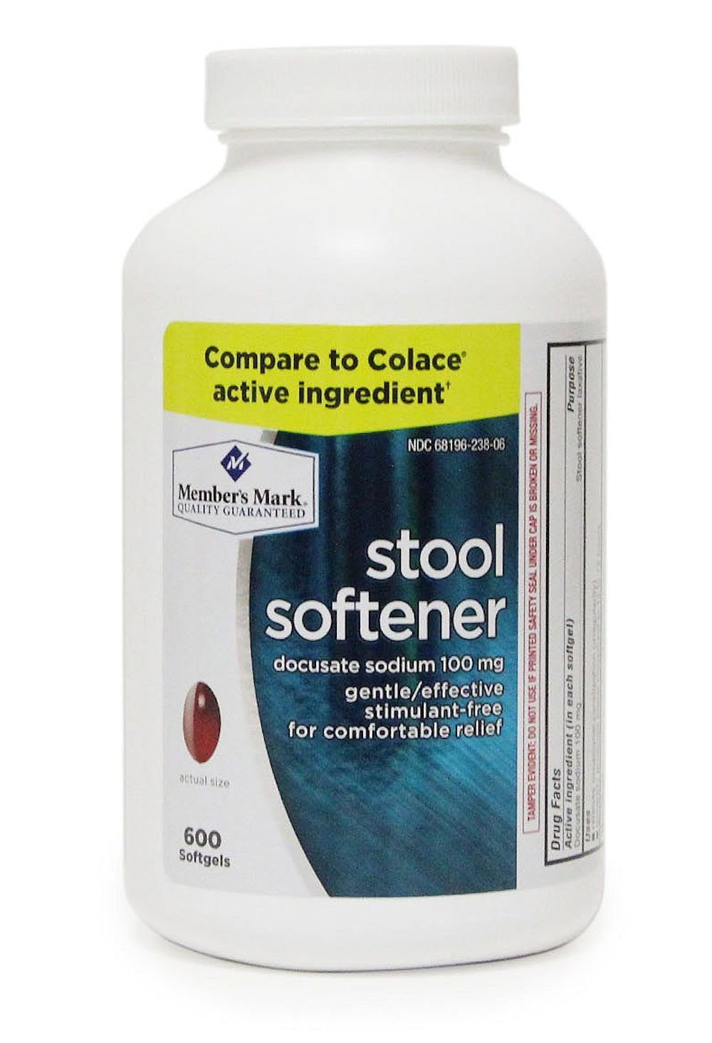 Members Mark Stool Softener Docusate Sodium 100mg (1 bottle (600 softgels))