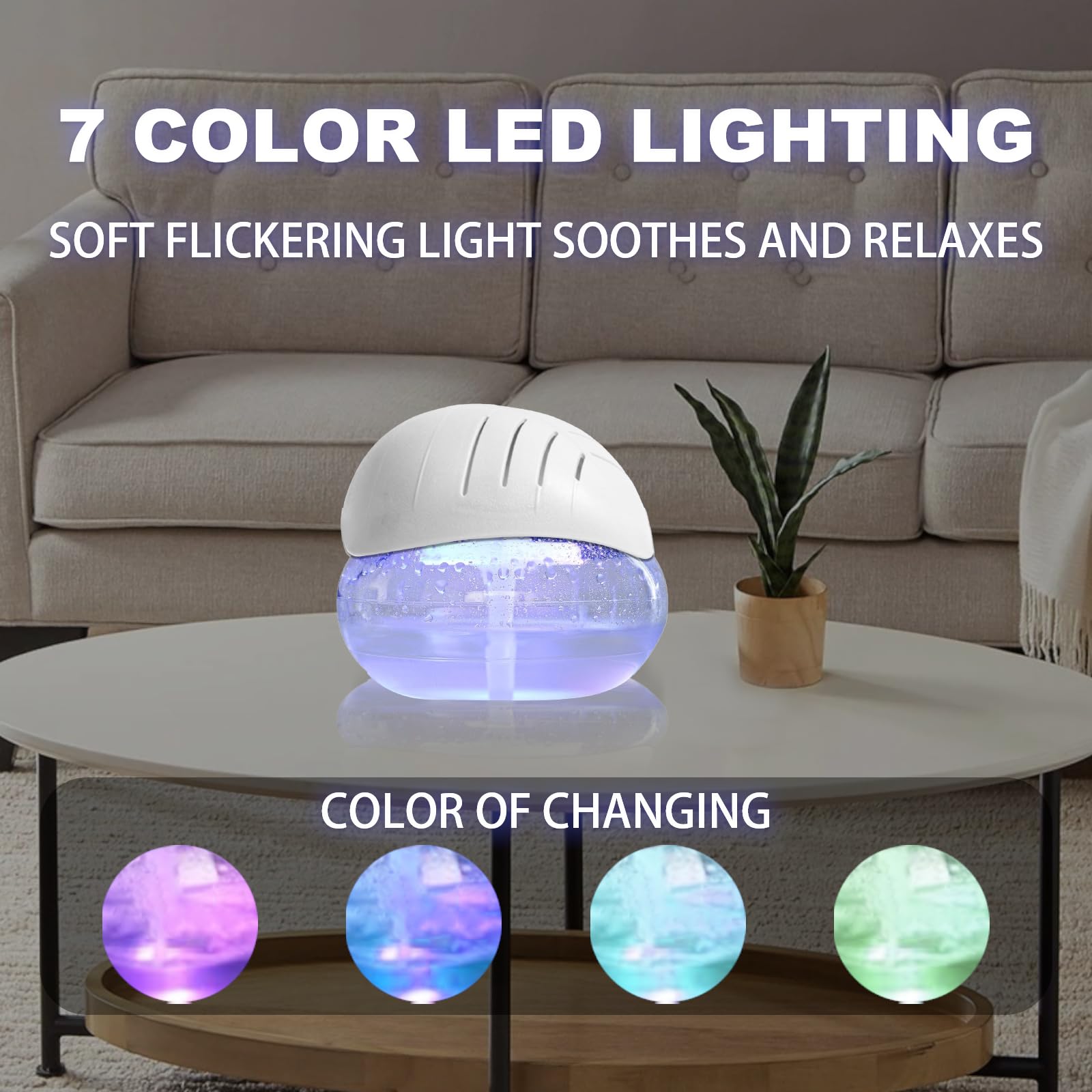 Air freshener (White) - for home, bedroom and office - Essential oil aroma diffuser with LED coloured night light with soothing