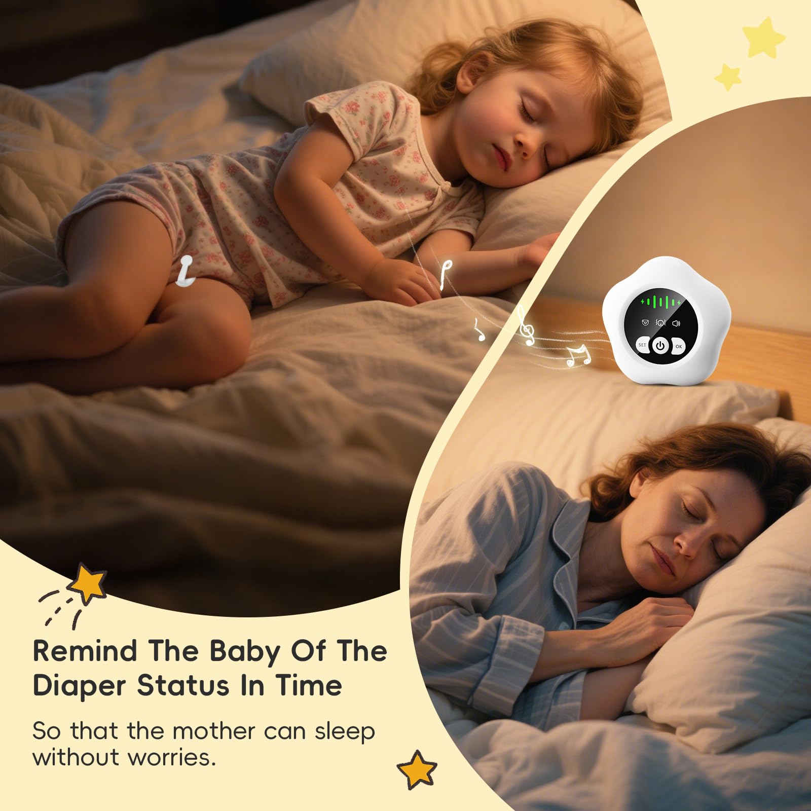 Bedwetting Enuresis Alarm Wireless for Boys and Girls,Compact & Comfortable Wireless Sensor Proven Solution for Bedwetters.Inclu