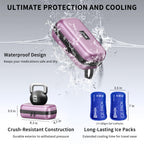 WOODAKE Insulin Cooler Travel Case TSA Approved Medication Cooler with Digital Temp Display 2 Ice Packs for Insulin Travel Case