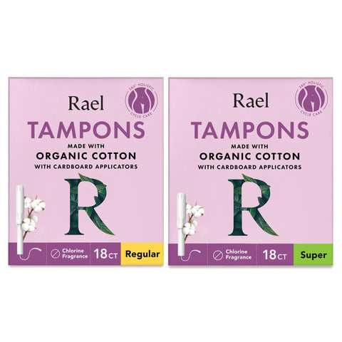Rael Tampons, Cardboard Applicator Made with Organic Cotton - Tampons Multipack, Regular and Super Absorbency, Unscented, Upgrad