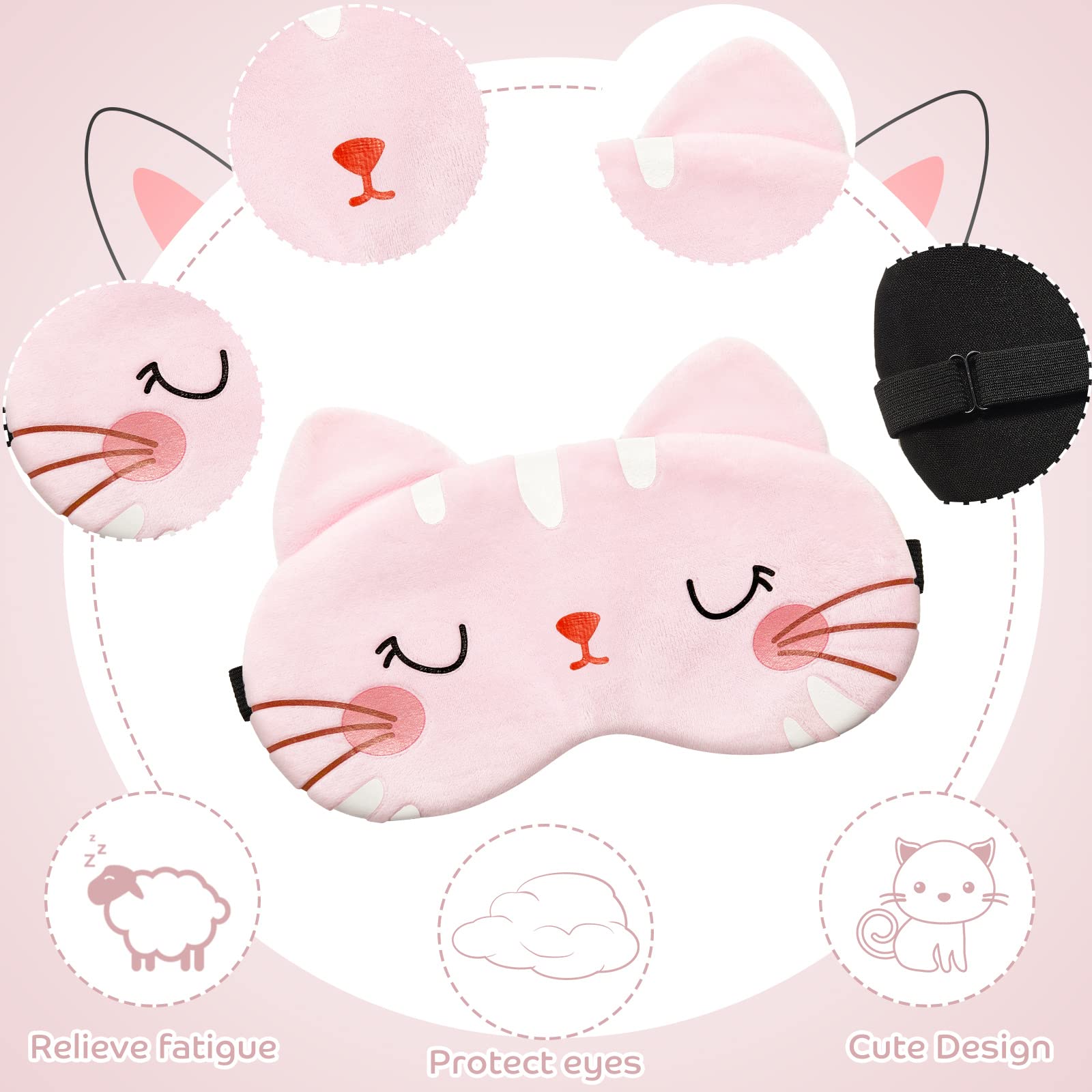 Cute Eye Mask for Sleeping 3 Pieces Cartoon Dog Face Eye Cover Funny Animal Cat Sleeping Mask Soft Lightweight Night Sleep Eye M