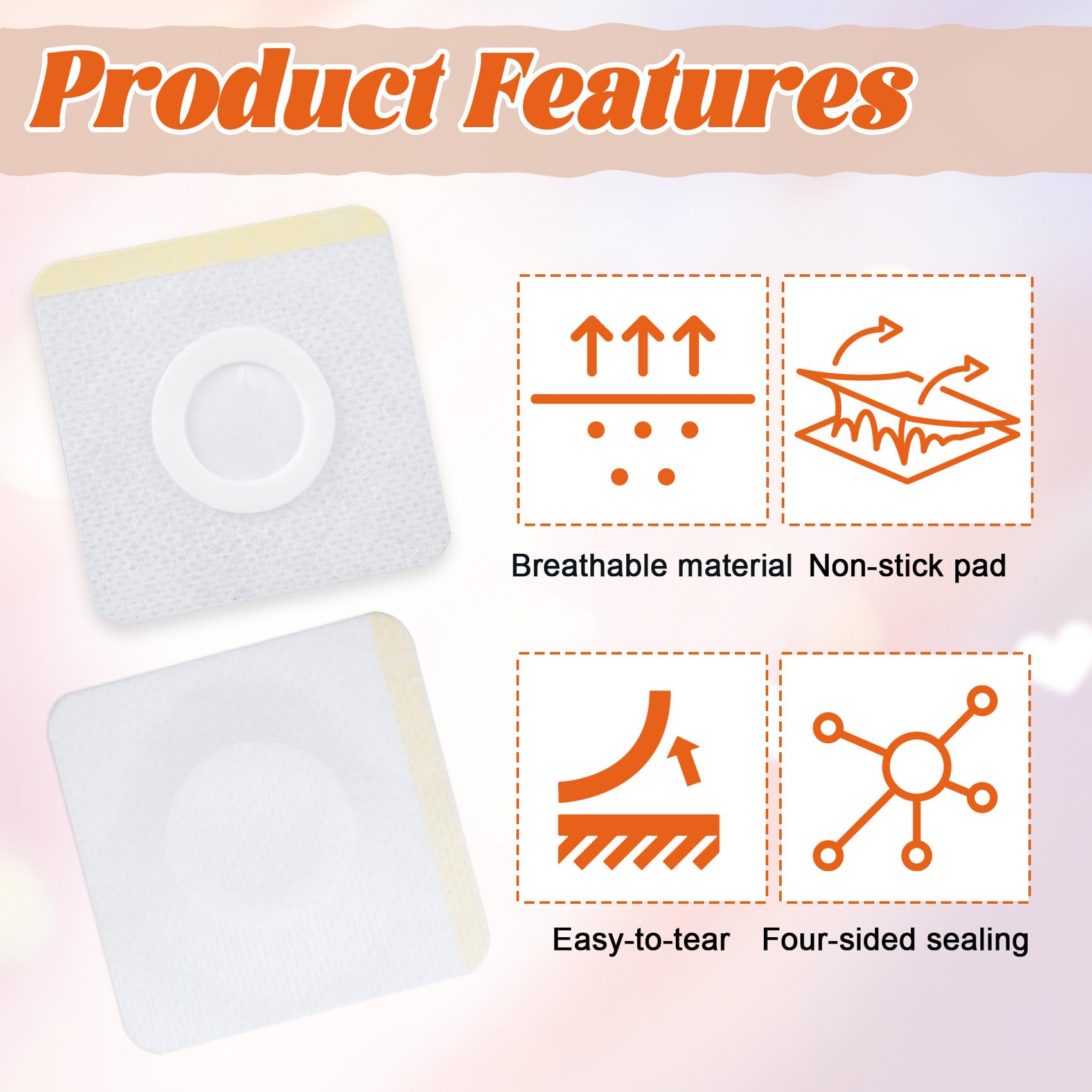 BEIQIYA 50pcs Castor Oil Pack Wraps, Disposable Highly Absorbent Belly Patches for Abdomen, Self-Adhesive Organic Cotton Pads fo