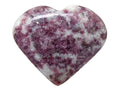 Lepidolite Crystal Heart Palm Stone - Pocket Massage Worry Stone for Natural Body Chakra Balancing, Reiki Healing and Crystal Gr