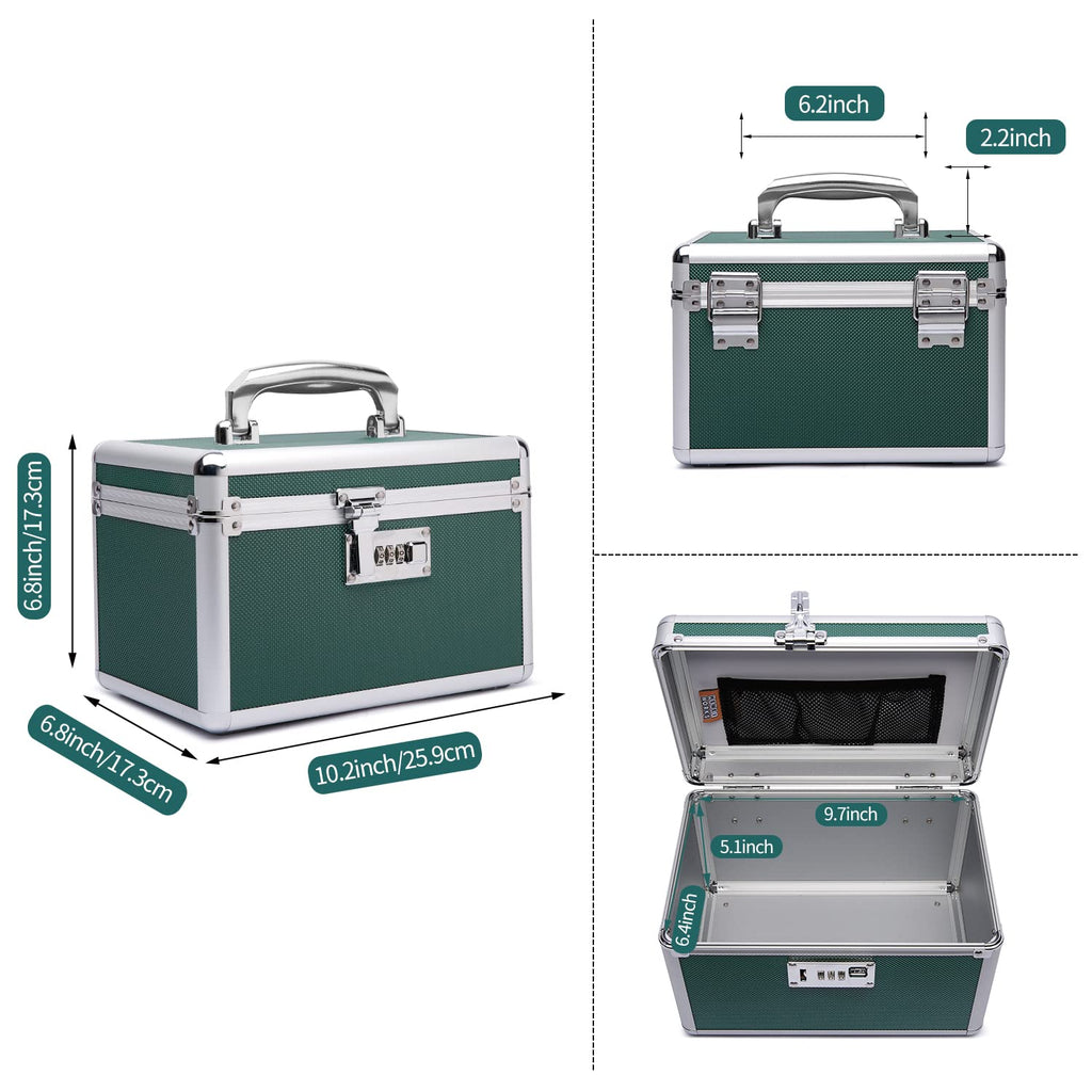 HEWEI WORKS Lockable Medication Box with Portable Storage Case, 10.2x 6.8x 6.8, Childproof Medicine Lock Organizer, Lockbo