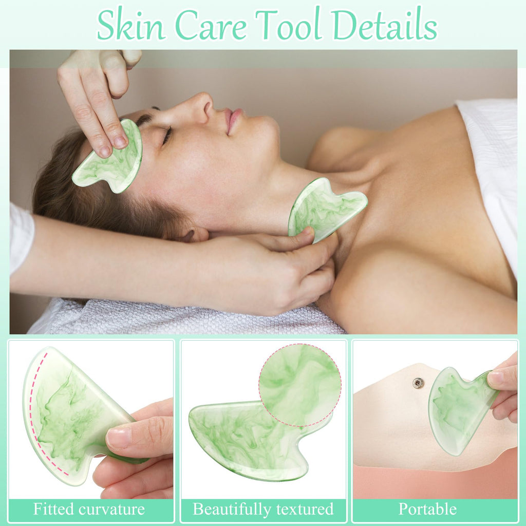 Sherr 24 Pcs Gua Sha Facial Tool Resin Gua Sha Massage Tool Heart Shaped Gua Sha Stone Guasha Board for Face Body Skin Massage S