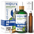 HIQILI 100ML Jojoba Oil Organic for Hair Growth,100% Pure Cold Pressed Unrefined, Included Roller Bottle for Massage - 3.38 Fl O