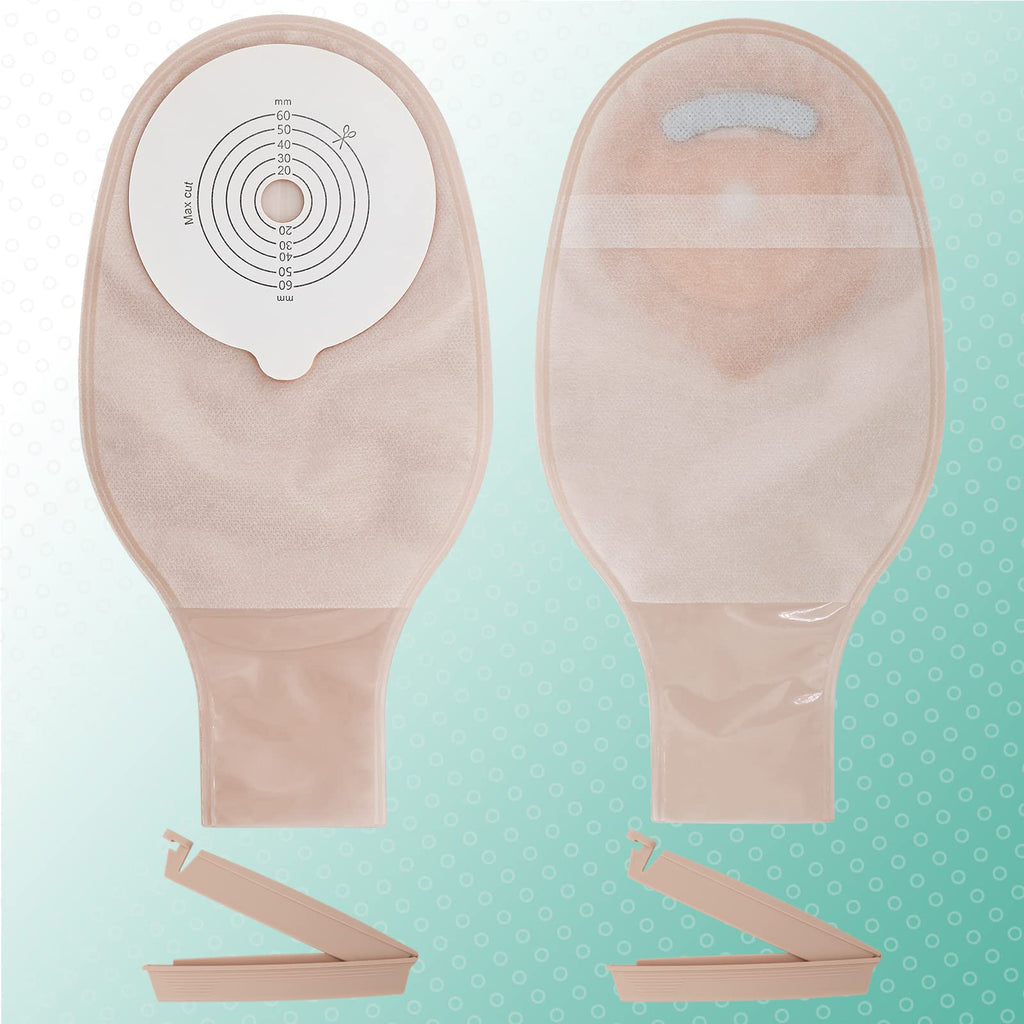 SUCONBE 25pcs Ostomy Bag with Clamp Closure, colostomy Supplies, One Piece Drainable Pouches for Ileostomy Stoma Care
