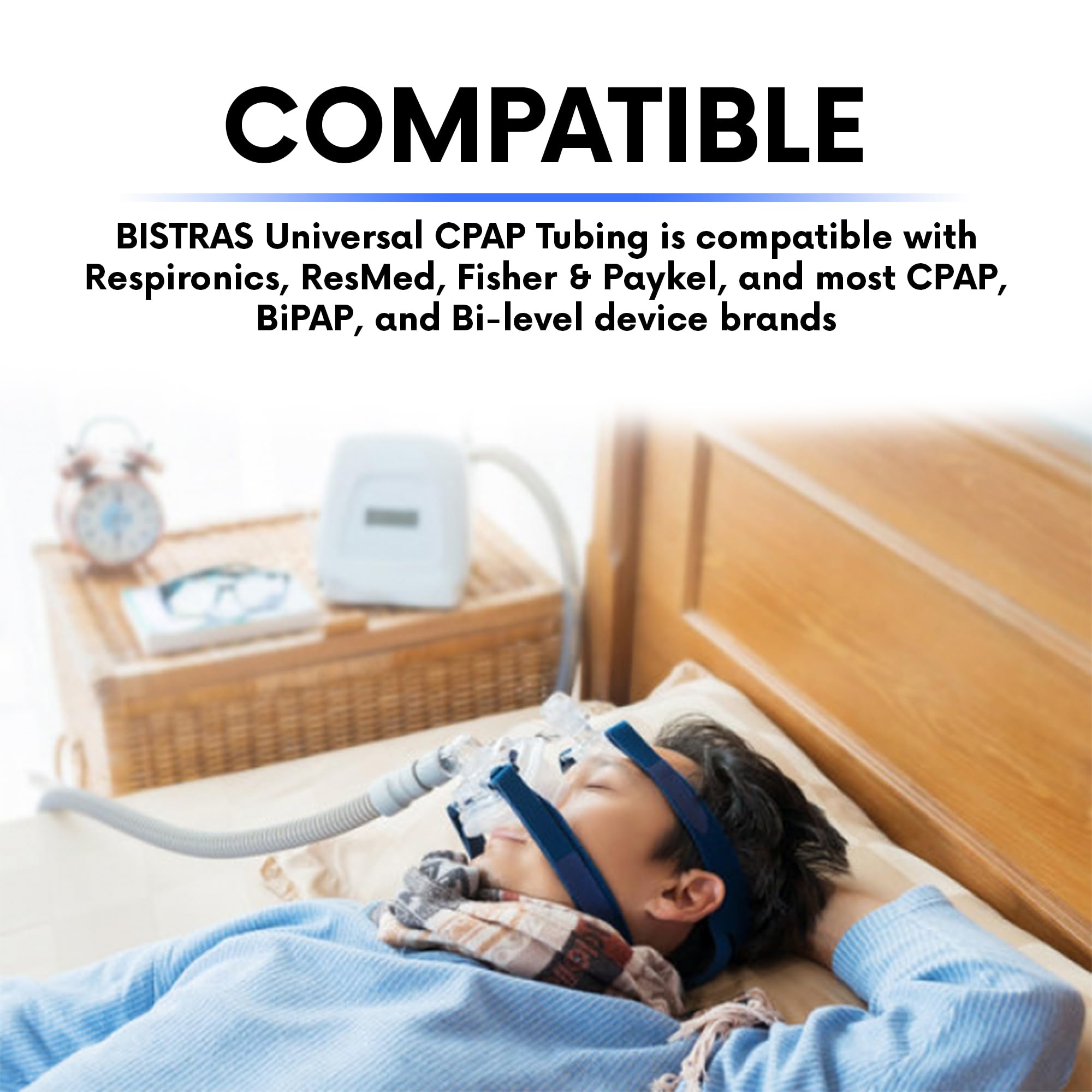BISTRAS Made in USA- Universal CPAP Tubing 10 foot Compatible with All Major CPAP, BiPAP and Most Machines