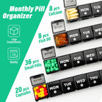 Large Monthly Pill Organizer, XL 4 Weeks Pill Box,28 Day Pill Cases Organizerd by Week,Big Compartment Pill Container with Dust-