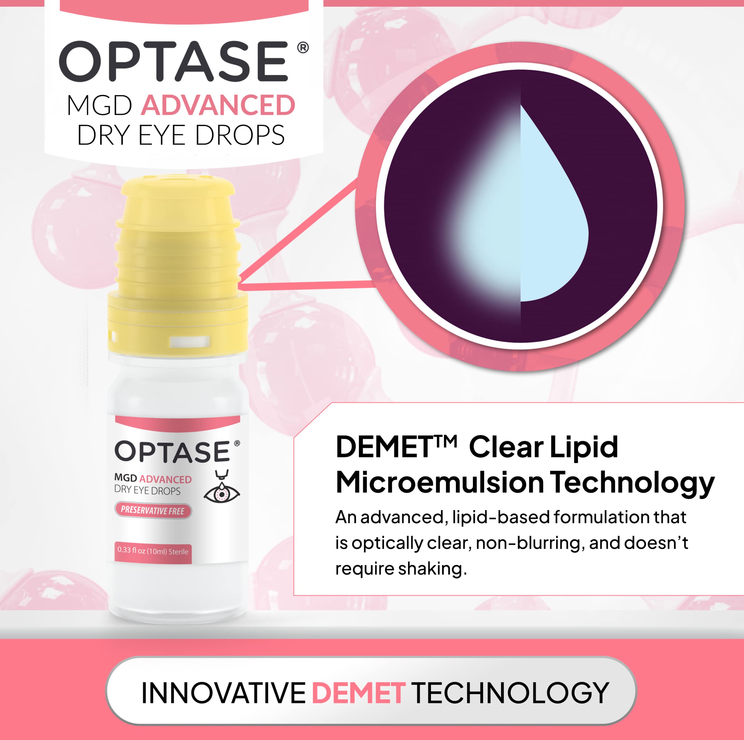 Optase MGD Advanced Dry Eye Drops - Preservative Free Eye Drops for Dry Eyes and MGD - Artificial Tears for MGD Symptoms - Demet