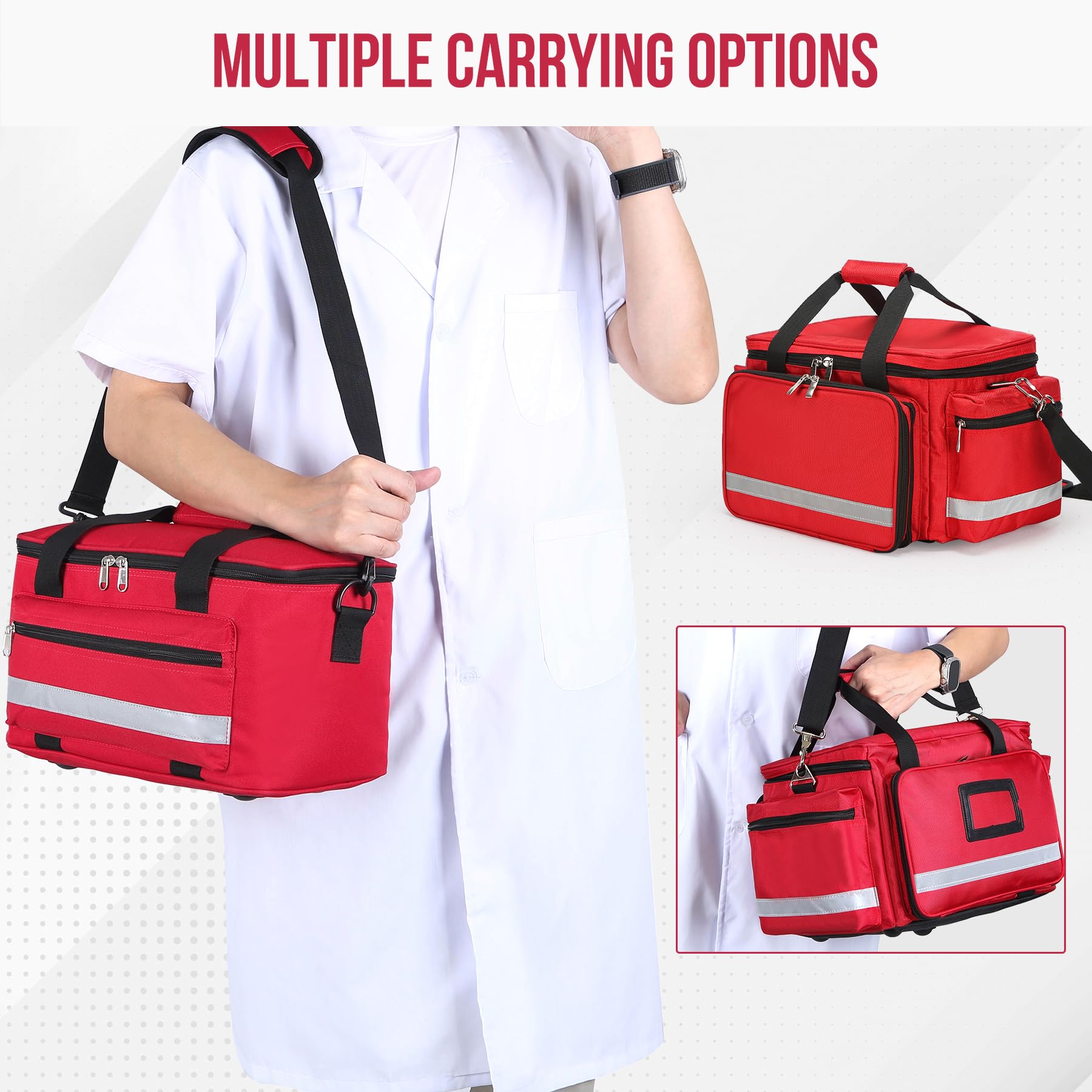 Medical Bag Empty First Aid Bag Home Health Nurse Bag Empty First Aid Storage Bag with Detachable Divider Medical Supplies Emerg