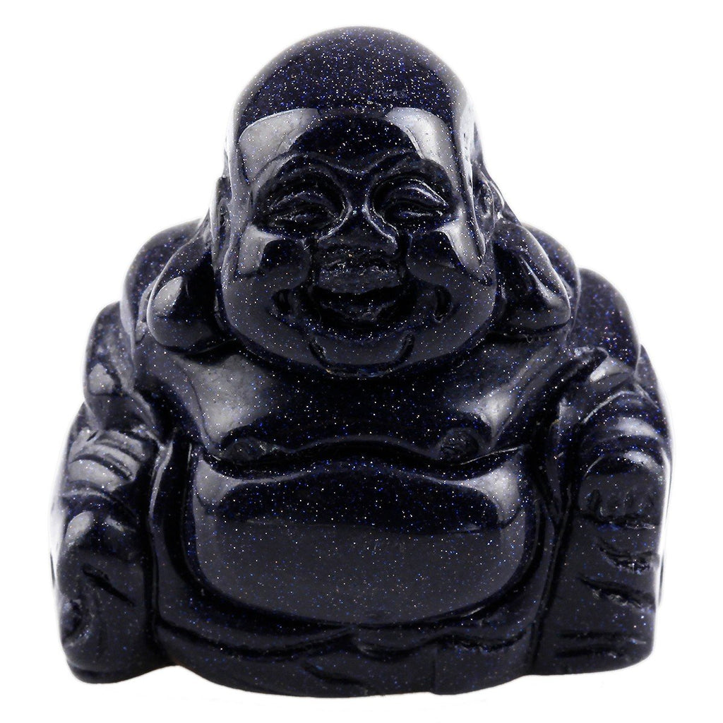 Rockcloud Healing Crystal Gemstone Carved Laughing Happy Buddha Feng Shui Figurines Wealth and Good Luck 1.5''