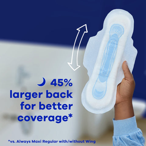 Always Maxi Feminine Pads For Women, Size 4 Overnight Absorbency, With Wings, Unscented, 26 Count