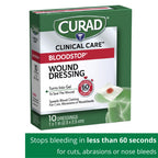 Curad CUR0055RBH Bloodstop Hemostatic Gauze, Helps Stop Bleeding Quickly, 1 x 1 Size, Pack of 10