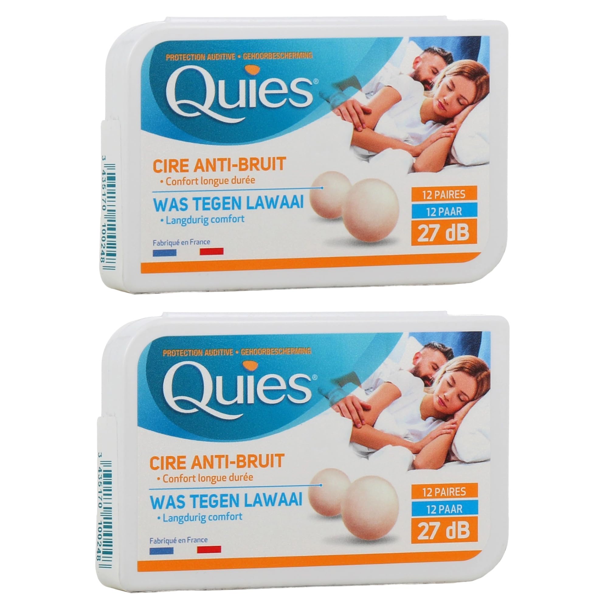 Quies - Natural Wax Ear Protection Balls - Set of 2 Boxes of 24 Balls
