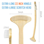 NURENDER 22 Oversized Back Scratcher, Bamboo Body Scratcher for Men and Women, Curved Backscratcher with Long Handle and Wide Ny