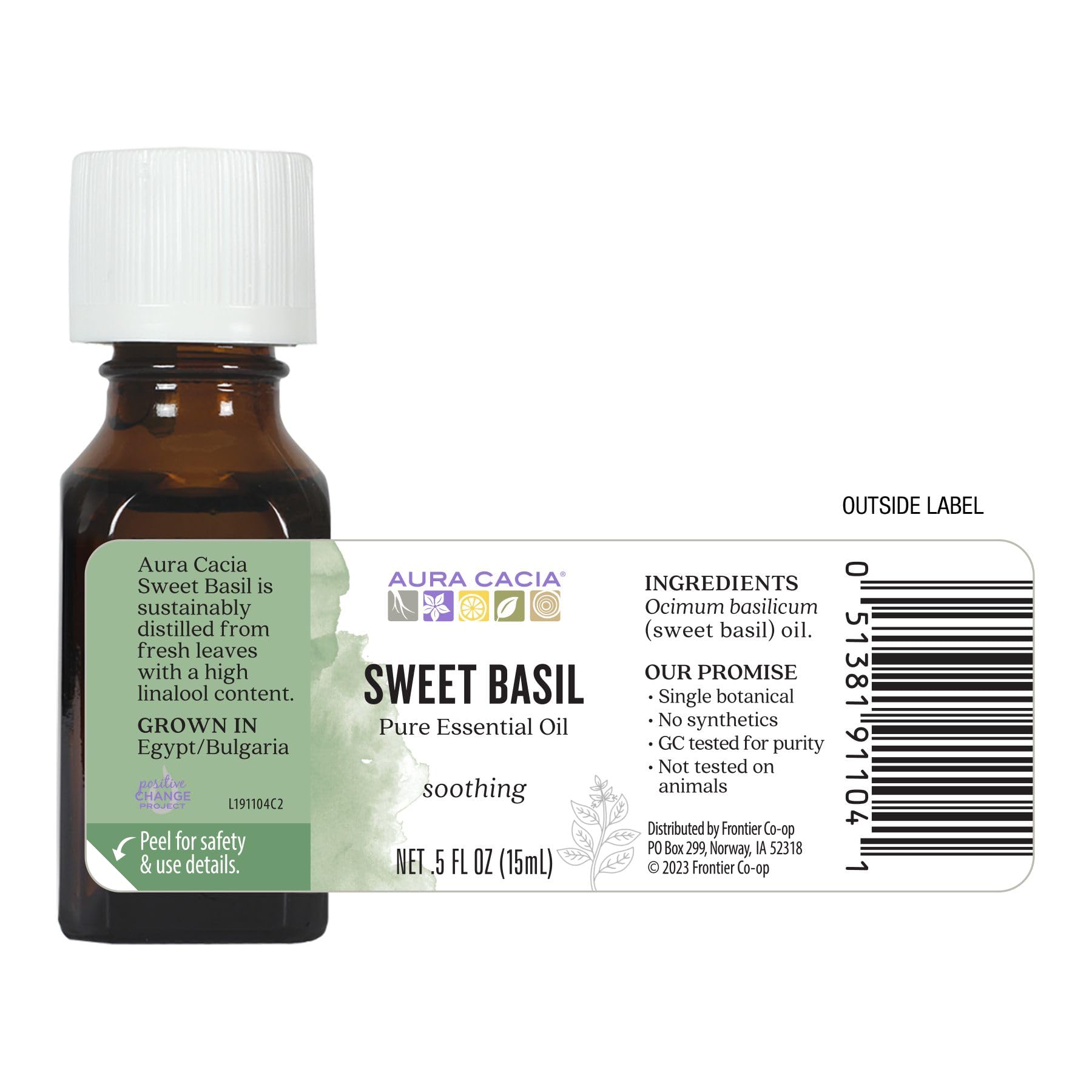 Aura Cacia Pure Basil, Sweet Essential Oil | 0.5 fl. oz. | Ocimum basilicum