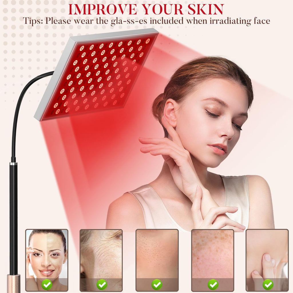 i-Venoya Red Light Therapy for Body: Infrared Light Therapy Panel Lamp with Stand, 660nm Deep Red and 850nm Near Infrared LED De