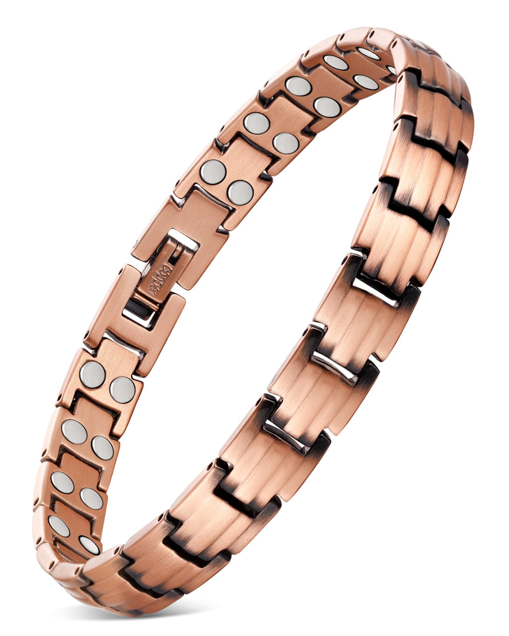 Feraco Copper Bracelets for Women, 2X Ultra Strength Magnetic Bracelet with 3500 Gauss Magnets, Adjustable with Sizing Tool, 99.
