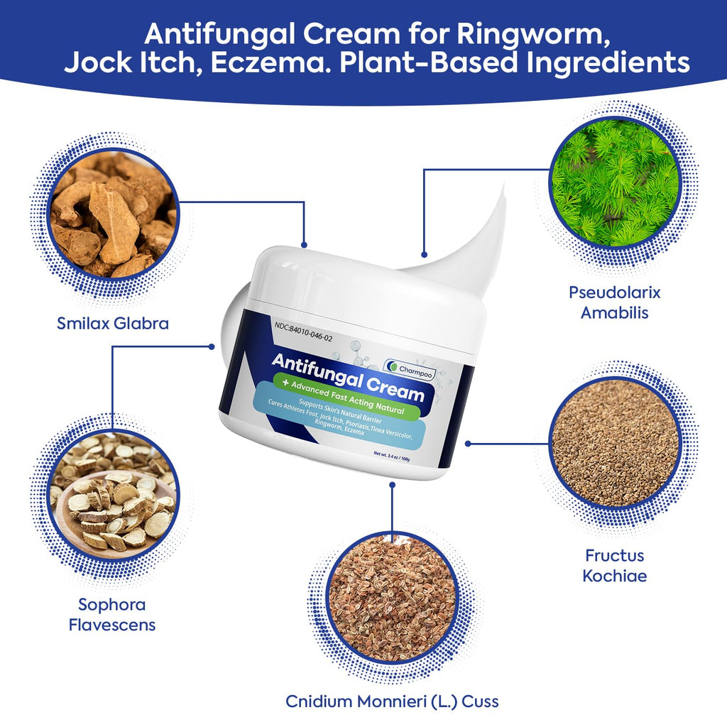 Charmpoo Antifungal Cream for Jock Itch: 2% Miconazole Anti Fungal Cream for Itchy Skin Relief Extra Strength - Ringworm Treatme