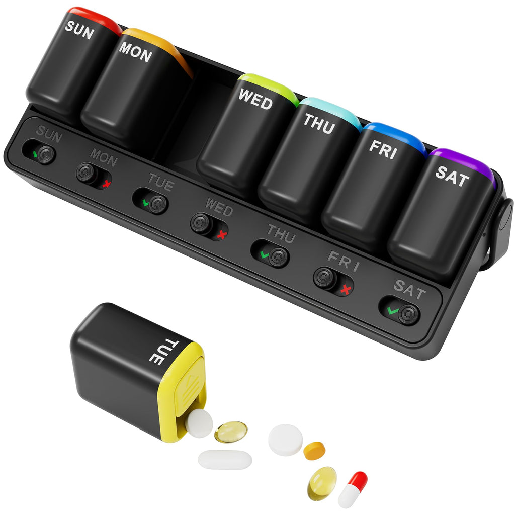 Restree Weekly Pill Organizer - One Time a Day, 7 Day Travel Pill Case, Daily Medicine Organizer, Portable Pill Box for Vitamins