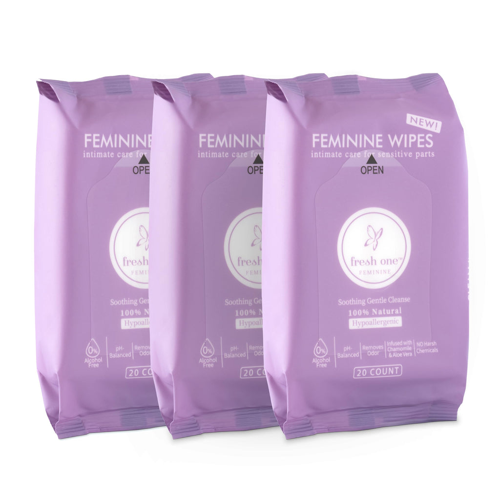 Fresh One Feminine Wipes - Natural pH Balanced Intimate Wipes for women | Soothing, Gentle Cleansing | Feminine Hygiene Wipes fo