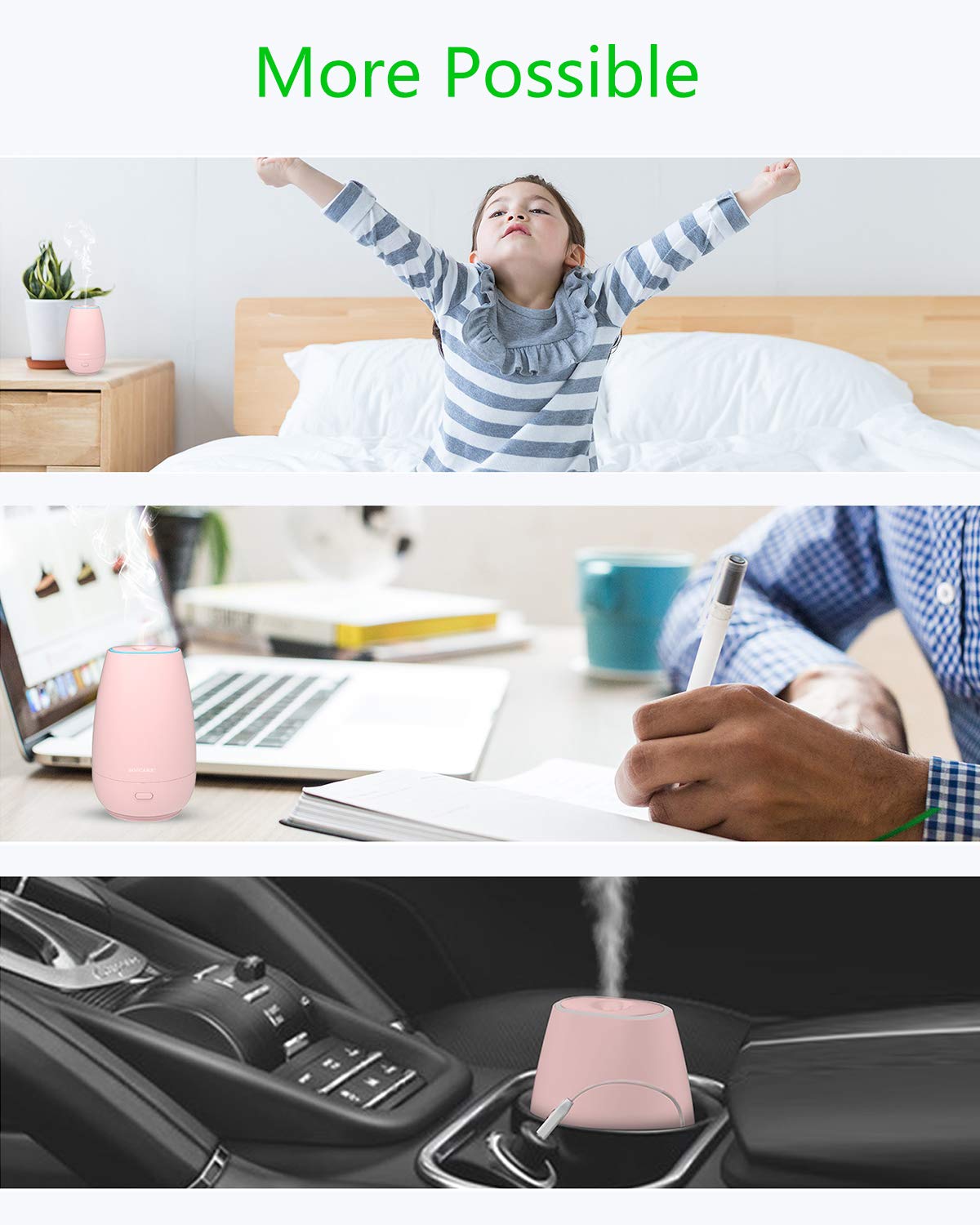 SOICARE Car Diffuser,Small Portable Car Essential Oil Diffuser with Built-in USB Cable,Mini Aromatherapy Diffuser for Travel/Off