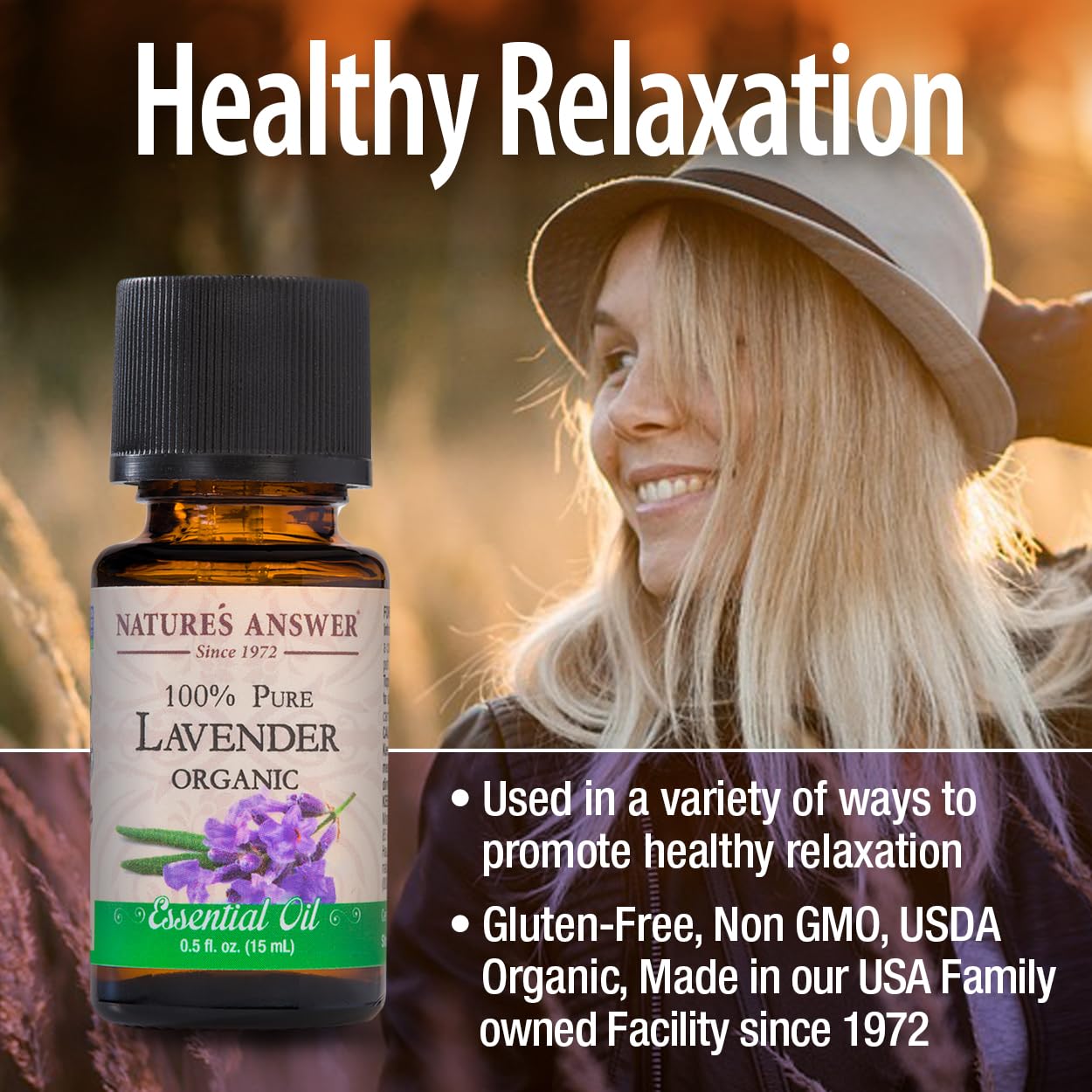 Natures Answer 100% Pure Organic Essential Oil, Lavender, 0.50 oz