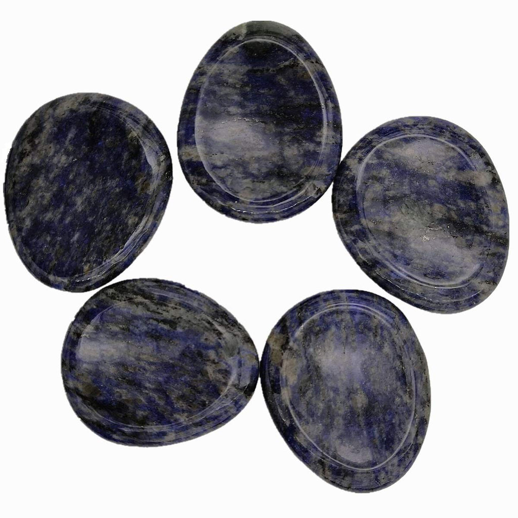 Loveliome Thumb Worry Stone, Stress Relax Healing Reiki Crystal Pocket Palm Stones,Opalite and Sodalite,Pack of 2