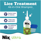 Nix Lice Treatment & Prevention Kit, All-in-One Shampoo, 4 fl oz, with Lice Removal Comb and Lice Prevention Daily Leave-in Spra