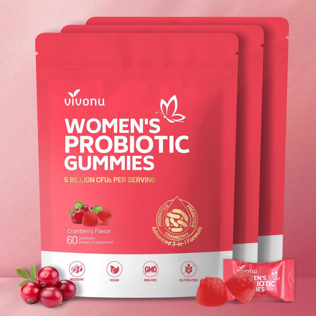 VivoNu Vaginal Probiotics for Women, Feminine Balance pH Gummies for Healthy Odor, Yeast Balance & Flora + Vitamin C for Immune 