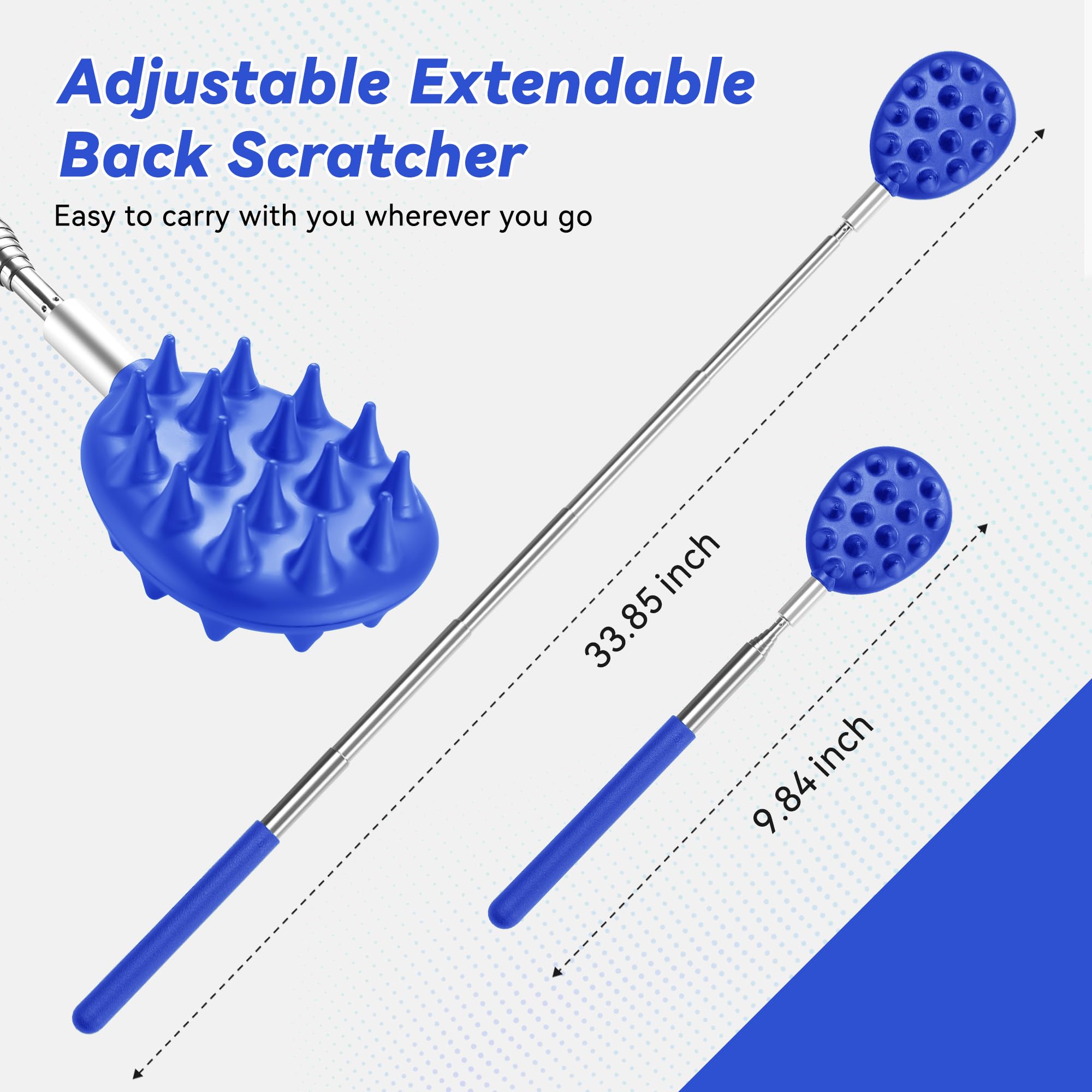 HEYAXA Telescoping Back Scratcher with 3Pcs Detachable Heads, Gifts for Christmas, Stocking Stuffers Birthday Gifts for Men, Wom