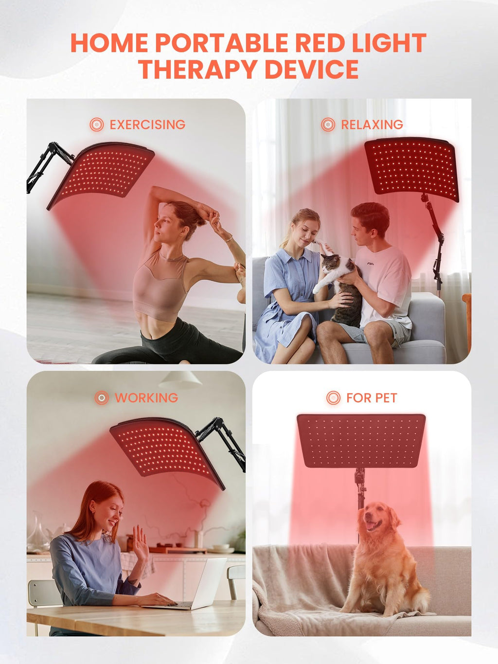 Red Light Therapy for Body and Face, 2 in 1 Removable Red Light Panel Red Infrared Light Therapy Lamp with Stand 660nm & 850nm R