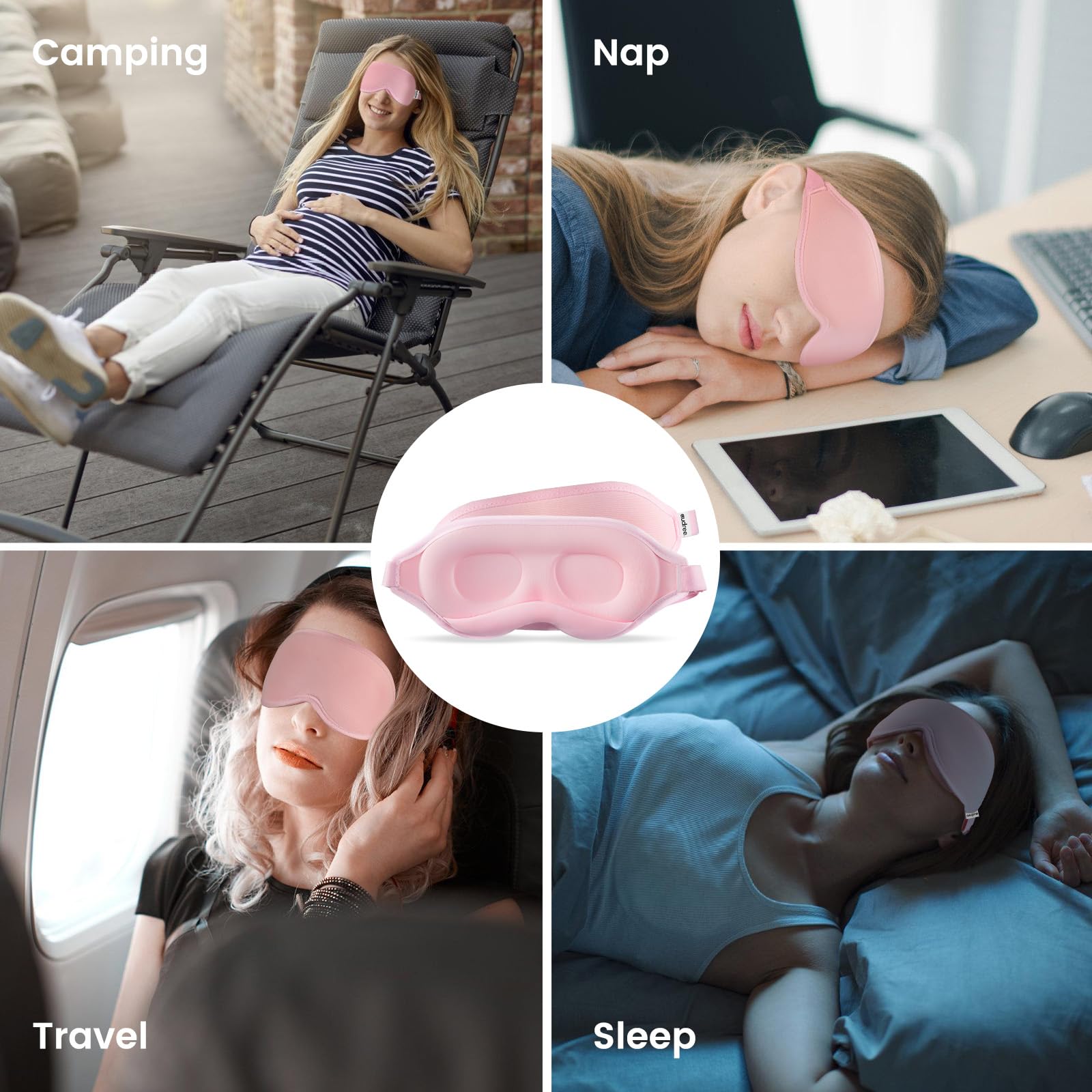 Audree Sleep Mask - Eye Mask for Sleeping light blocking, 3D Contoured Sleeping Mask, Soft Eye Shade Cover for Travel Yoga Nap,