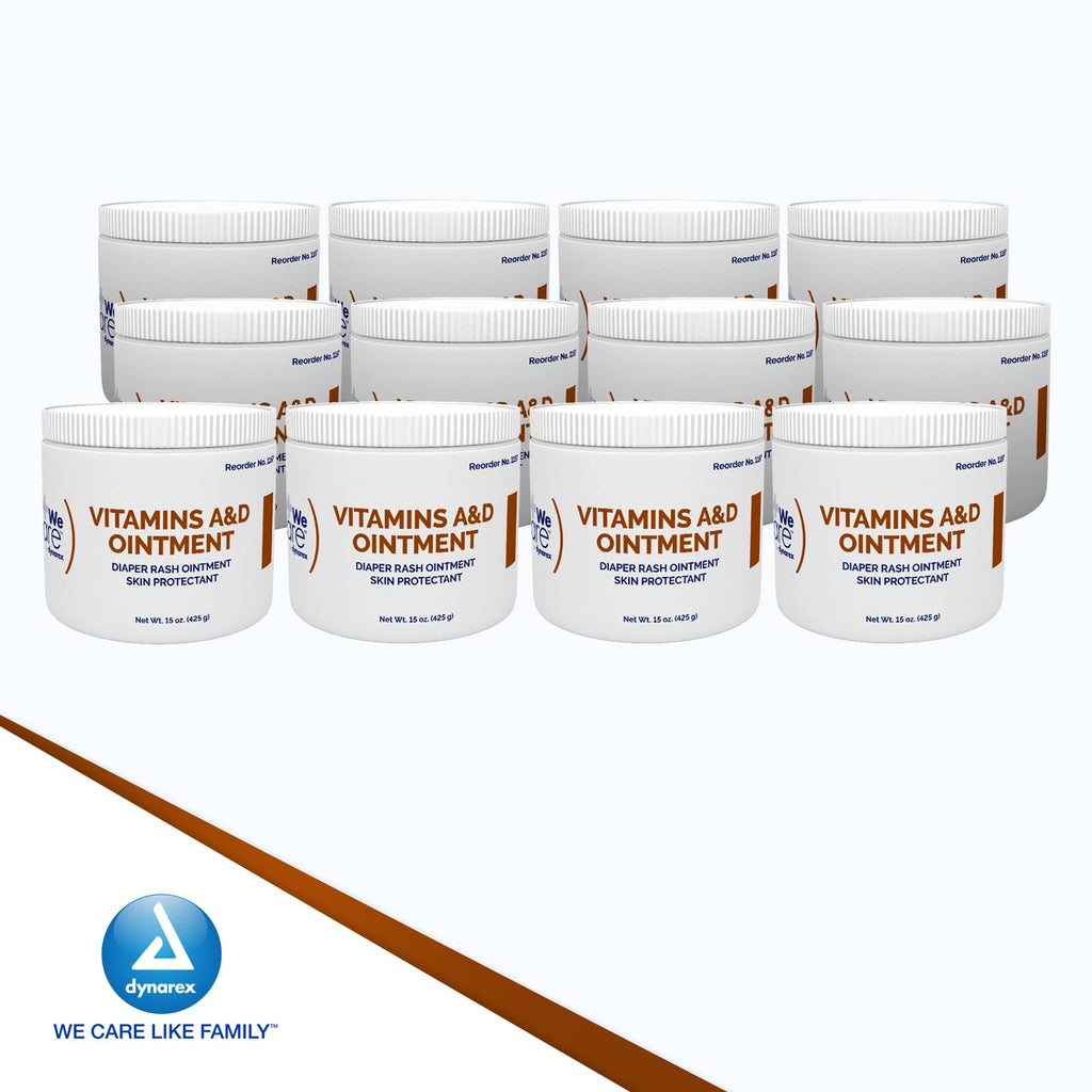 Dynarex Vitamins A & D Ointment, Ointment with Vitamin A and Vitamin D Helps Prevent & Treat Skin Irritation, Diaper Rash, White