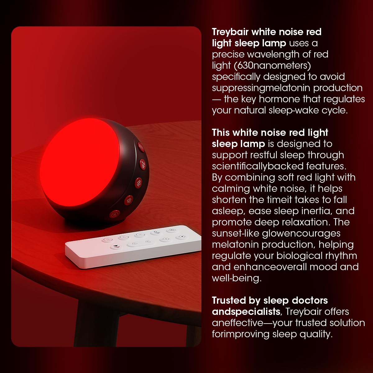 630nm Red Light Therapy Sleep Device, Red Night Light Lamp to Support Deep Relaxation and Improve Sleeping for Adult & Elderly A