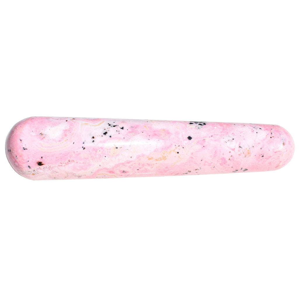 Zenergy Gems Charged 4 Rhodochrosite (with Rhodonite & Manganese Freckles) Crystal Massage Wand (Healing Energy/Emotional Healer