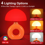 LemSen Mushroom Red Light Night Light for Sleep, 670nm Wavelength Faster Deeper Sleep - 4 Color and 5 Brightness, Remote Control