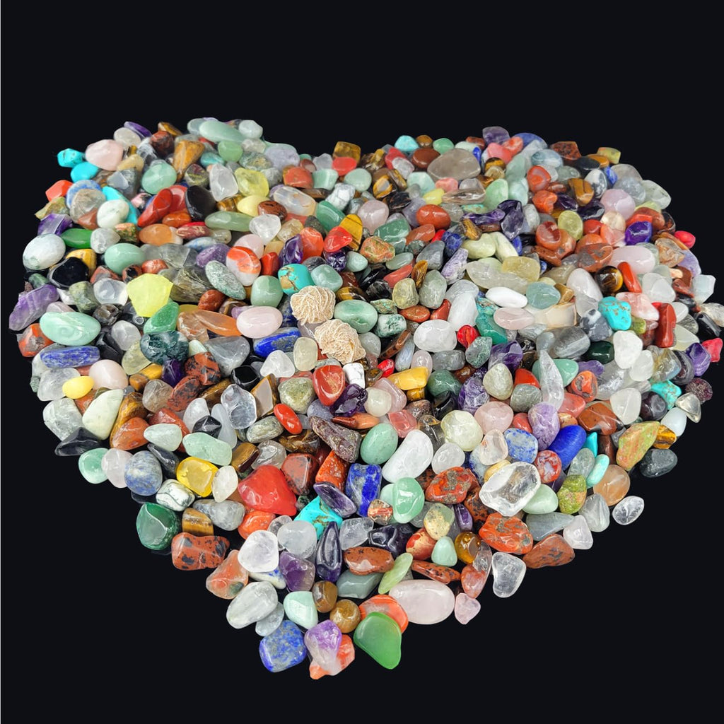 400Pcs+ (1.5lb) Gemstones and Crystals Set,30Kinds+ Bulk Tumbled Chps Crystals for Jewelry Making,Chakra Balancing,Crushed Stone