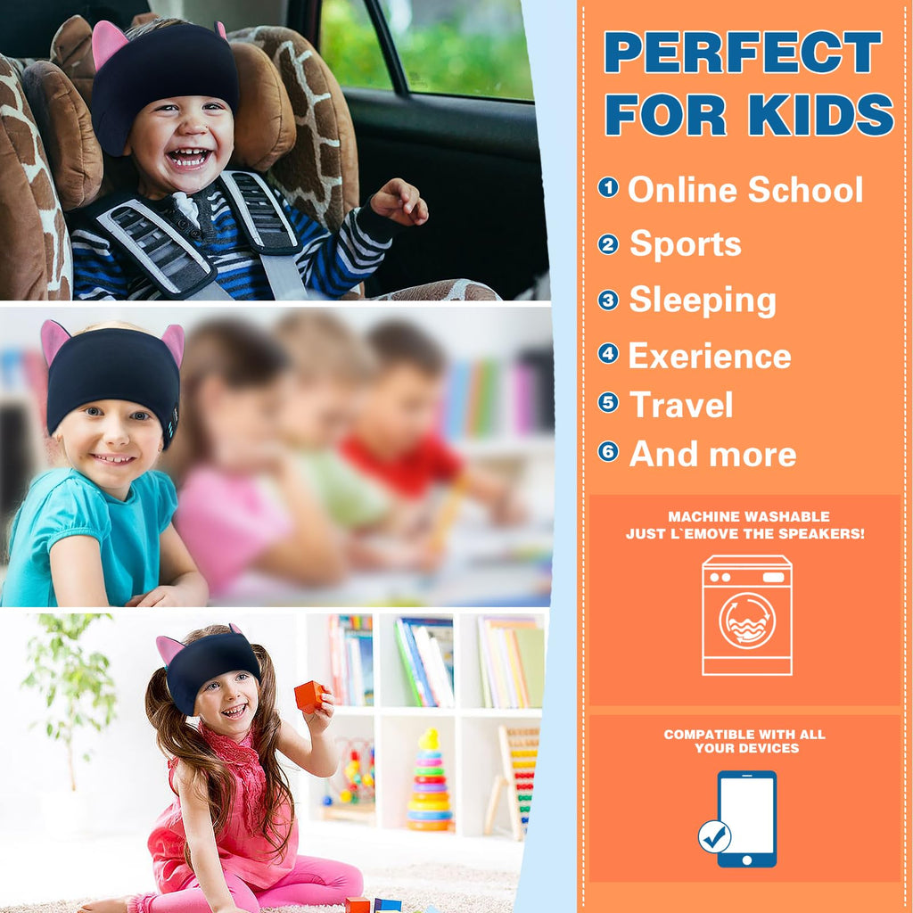 Joythink Kids Bluetooth Headband Headphones Sleep Mask Wireless Earphones Built in Thin Speaker Adjustable Sports Headset Sleep