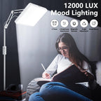 SUXIO Light Therapy Lamp - 12000 LUX Therapy Lights, Happy Lamp with Remote, Light Box Therapy with 3 Timer & 4 Brightness, LED