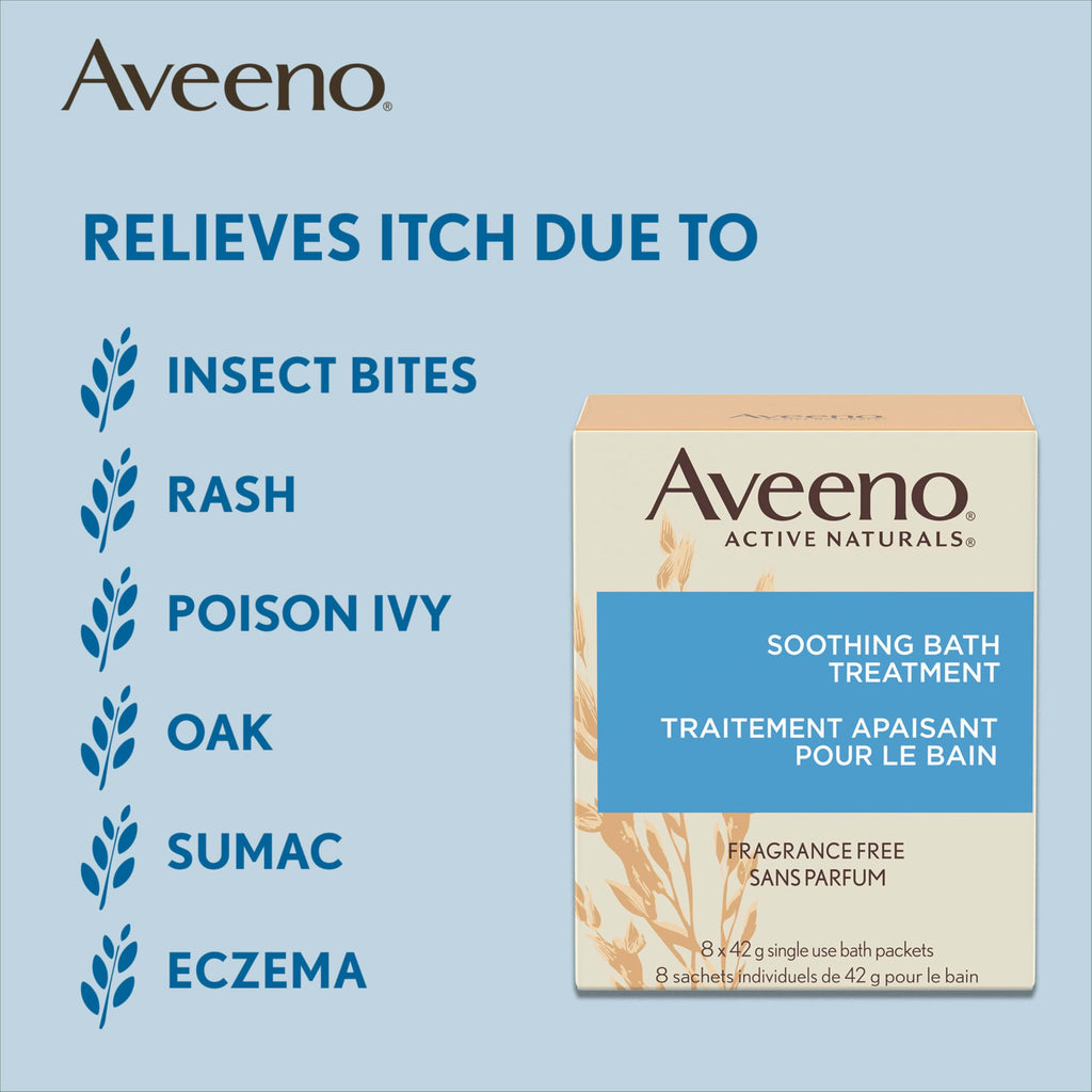 Aveeno Fragrance Free Soothing Bath Treatment, 100% Natural Colloidal Oatmeal, Sensitive Skin Bath Soak for Relief of Dry, Itchy