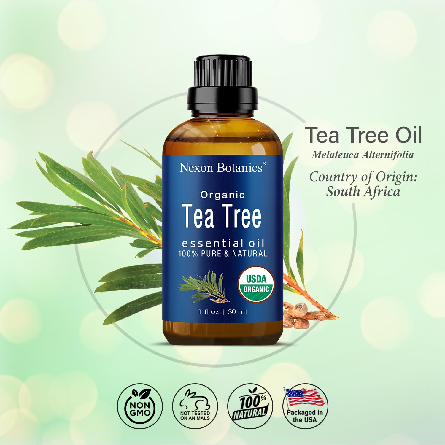 Organic Tea Tree Oil 30 ml - 100% Natural, Pure Tea Tree Essential Oil for Hair, Face, Skin Use, Scalp - Pure Tea Tree Oil Essen