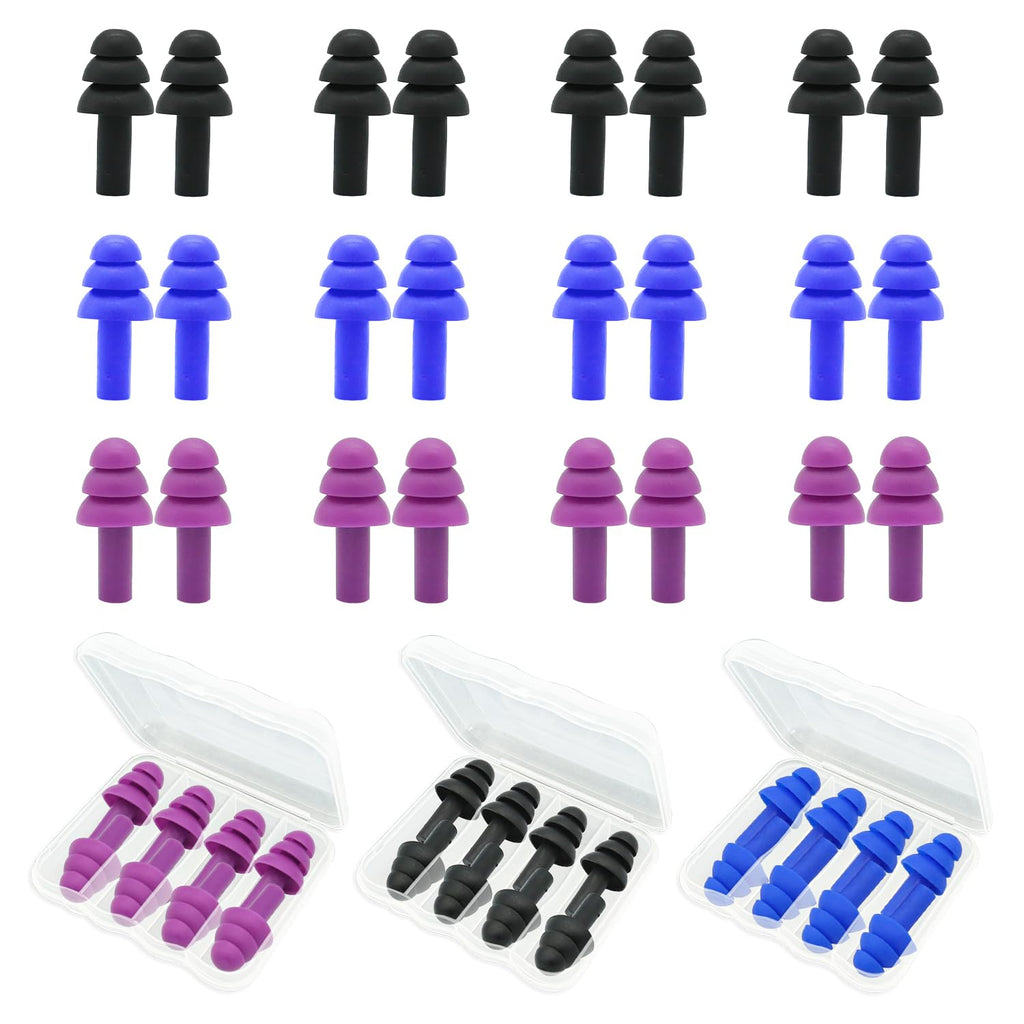 Ear Plugs for Sleeping,12 Pair Earplugs Noise Canceling Soft Silicone Ear Plug Reusable Earplugs for Sleep,Concert,Swimming,Stud