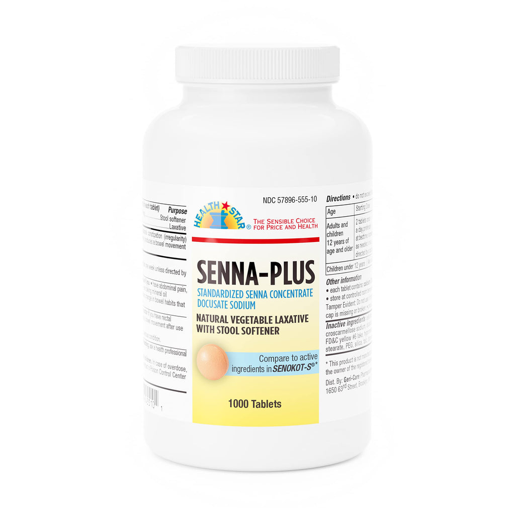 GeriCare Senna Plus Laxative Tablets, 50 mg / 8.6 mg Strength Docusate Sodium / Sennosides (1000 Tablets)
