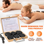 Primachen Hot Stone Massage Kit Warmer and Stones, 10 Pcs Bamboo Box Hot Stone Warmer, Hot Rocks Basalt Massage Stones for Home