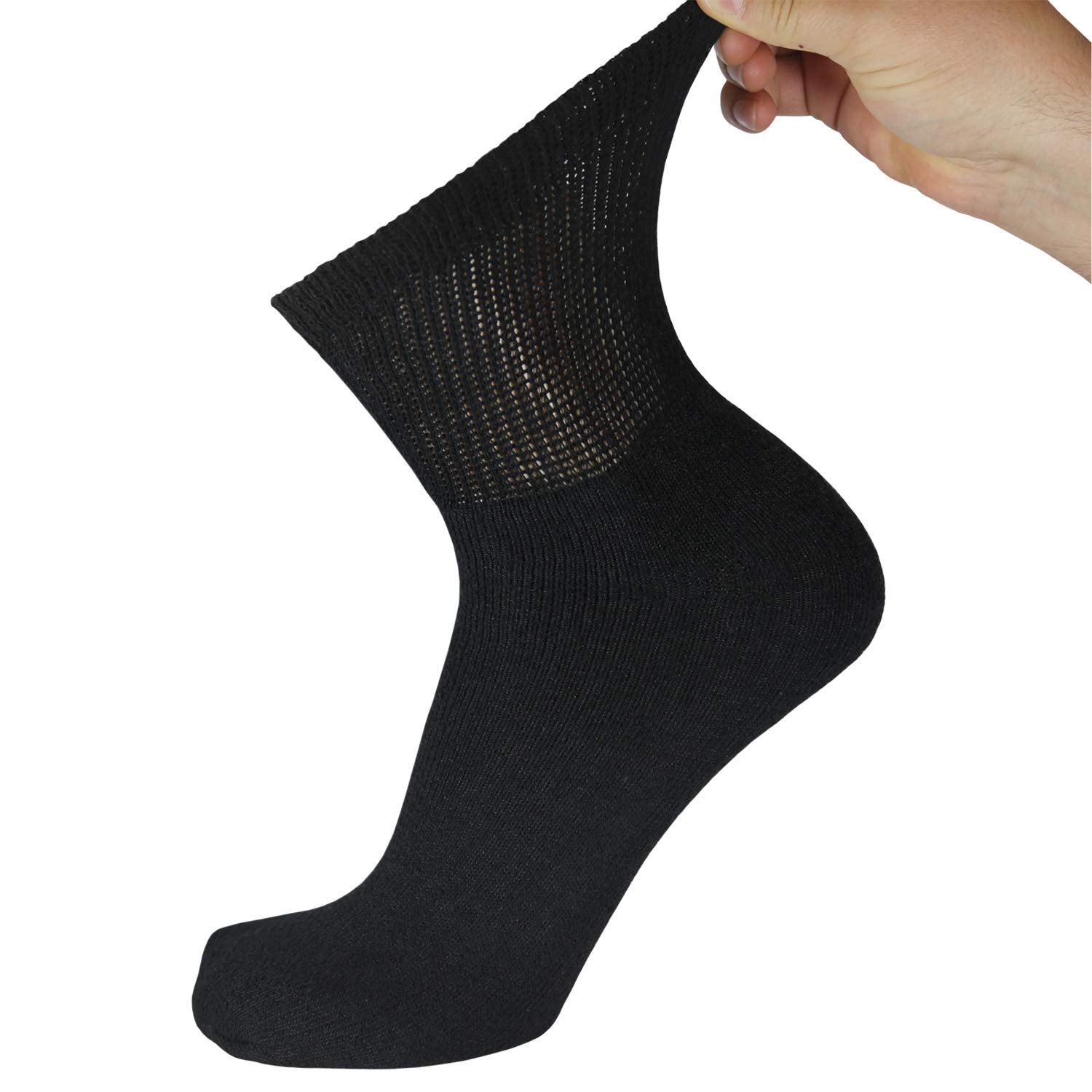 Big and Tall Diabetic Cotton Neuropathy Ankle Socks, King Size Mens Athletic Socks (13-15, Quarter Black) - 3 pairs