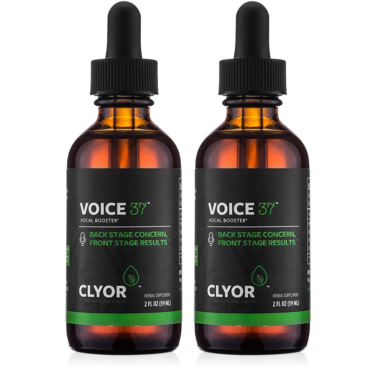 CLYOR Voice37 - Singers Voice Remedy - 2 Pack All Natural Herbal Vocal Booster Formula to Lubricate Soothe and Relieve Hoarsenes