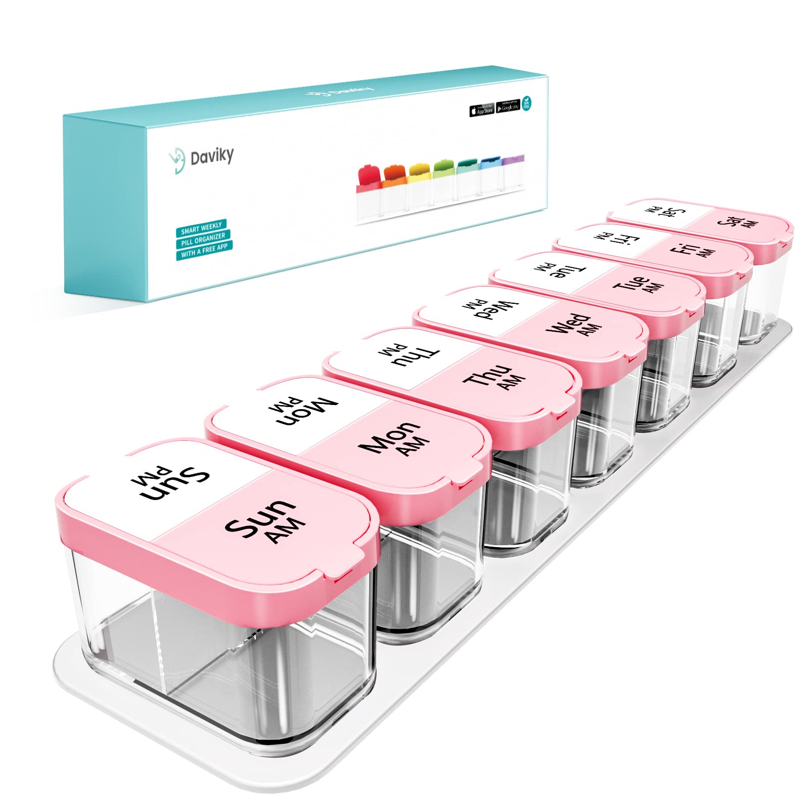 Extra Large Pill Organizer Weekly, Smart XL Pill Organizer 2 Times a Day, Pill Box 7 Day Twice a Day, Pill Cases Organizers 7 Da